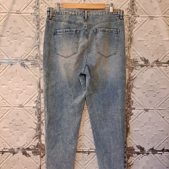 BLANKNYC Distressed High Rise Tapered Boho Jeans SZ 30 - Picture 12 of 13